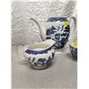 Image 2 : (3) Antique England Blue & White Set (Pitcher, Cream, & Cup)