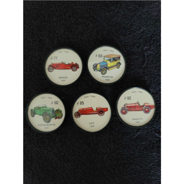 Set of 5 Jello black plastic frame car coins