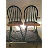 2 wood dinning chairs-green