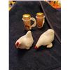 Image 1 : 2 sets vintage salt and pepper shakers chickens and RCMP bongos