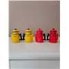Image 1 : 2 sets vintage salt and pepper shakers yellow kettle and red kettle