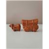 Image 2 : 2 sets vintage salt and pepper shakers horse heads and oxen/wagon