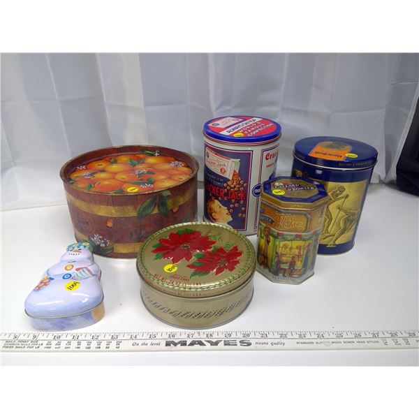 6 Assorted Tins - Uncle Ben, Callard & Bowser, Snowman, etc.