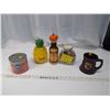 Lot of 5 Misc. Items - Tin, Coin Bank Pineapple, Pumpkin Juice Bottle, Macadamia Nuts, Disney Plasti