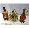Amber Glass Liquor Bottle - Set of 3 w/ Shot Glasses