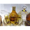 Image 2 : Amber Glass Liquor Bottle - Set of 3 w/ Shot Glasses