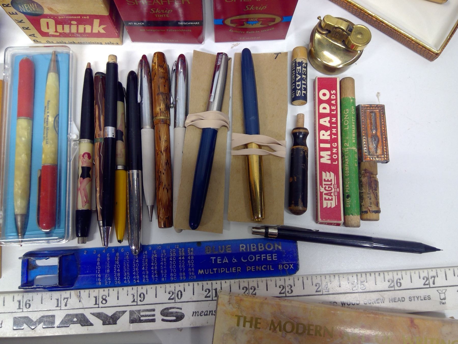 Lot of Writing Supplies Pens, Pencils, Calligraphy Ink + Pen, etc