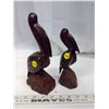 2 Carved Wood Pelicans
