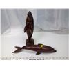 2 Carved Wood Dolphins