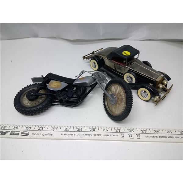 2 Toy Vehicles - 1931 Car and Motorcycle