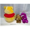 Image 2 : 3 Plushies - Winnie the Pooh, Yogi Bear, and Barney