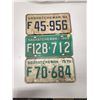 (3)Plates: F45-956 61-Sask, F128-712 1969-Sask, F70-684 1970-Sask
