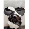 Image 3 : (3) Large Black & White Flower Shaped Bowls -One Has Crack