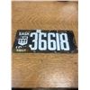 Image 1 : 1919 Sask Licenses Plate "Porcelain"
