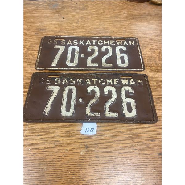 Pair of 1935 Sask Licenses Plates