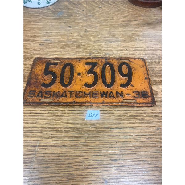 1936 Sask Licenses Plate