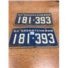 Image 1 : Pair of 1962 Sask Licenses Plates