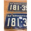 Image 2 : Pair of 1962 Sask Licenses Plates