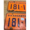 Image 2 : Pair of 1963 Sask Licenses Plates