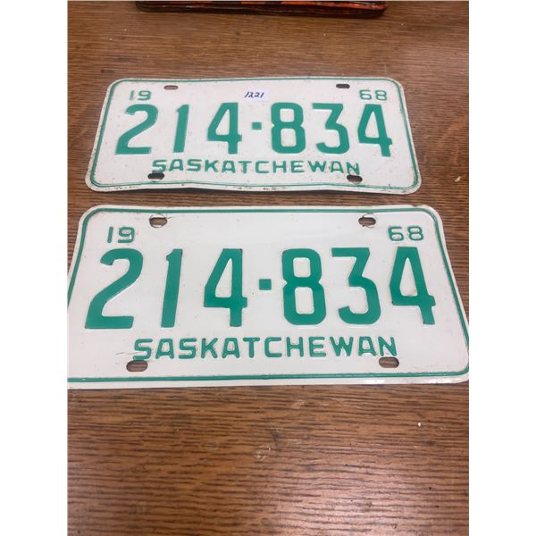 Pair of 1968 Sask Licenses Plates