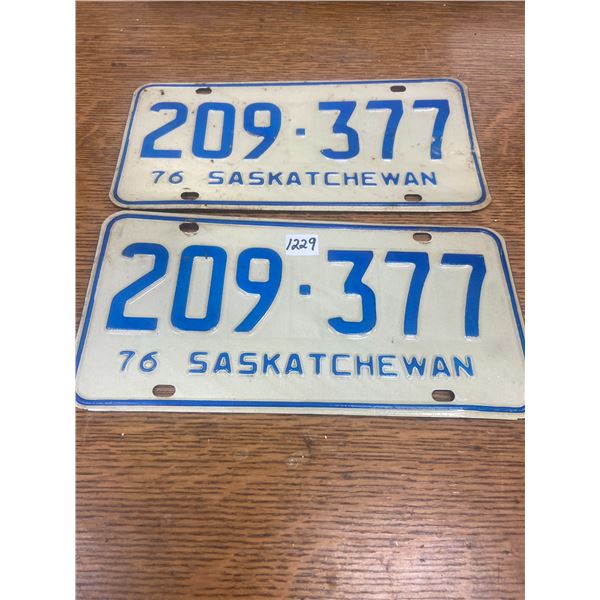 Pair of 1976 Sask Licenses Plates