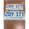 Image 1 : Pair of 1976 Sask Licenses Plates