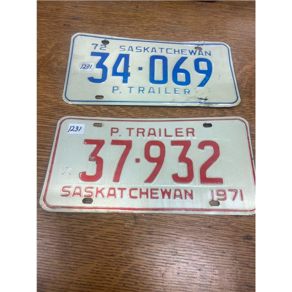 1971 & 1972 Sask Trailer Plates