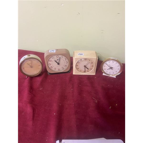 (4) Vintage Alarm Clocks (1 is Electric)