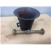 Image 4 : Mortar + Pestle - Cast & Brass 4 1/4 H x 5" Wide (Has Chips)