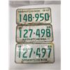 Image 1 : (3)Plates: 148-950 1970-Sask, 127-498 1968-Sask, 127-497 1968-Sask