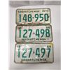 Image 2 : (3)Plates: 148-950 1970-Sask, 127-498 1968-Sask, 127-497 1968-Sask
