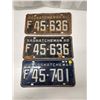 Image 1 : (3)Plates(2-Matching): F45-636 60-Sask x2, F45-701 62-Sask