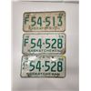 Image 1 : (3)Plates(2-Matching): F54-513 1968-Sask, F54-528 1968-Sask x2