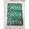 Image 1 : (3)Plates(2-Matching): F54-515 1969-Sask x2, F54-516 1969-Sask