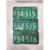 Image 2 : (3)Plates(2-Matching): F54-515 1969-Sask x2, F54-516 1969-Sask