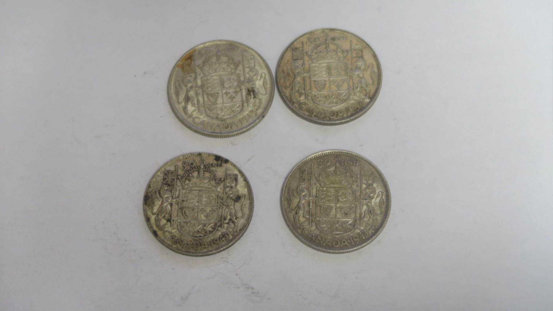 (4) Canadian 50¢ Coins Pre1968 Silver Content Coins