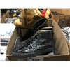 Image 1 : BOX OF ASSORTED CROC BOOTS, ARMY BOOTS, WORK BOOTS & DESIGNER SHOES
