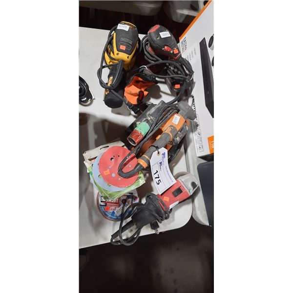 DEWALT ELECTRIC RANDOM ORBIT SANDER, MILWAUKEE ELECTRIC RANDOM ORBIT SANDER, RIDGID ELECTRIC BELT