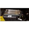 Image 2 : 2 BINS OF ASSORTED POWER TOOLS, JOBSITE LIGHTING ASSORTED CARRY CASES, PADDED FOOT REST AND