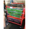 Image 1 : 2 RED METAL INDUSTRIAL TOOL CHESTS WITH TOOL CONTENTS ( 4 WHEEL DOLLY NOT INCLUDED )