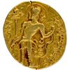 Image 1 : Chandragupta II Extremely Rare Gold Dinar Coin of Gupta Dynasty of Archer type with Goddess on thron
