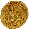 Image 2 : Chandragupta II Extremely Rare Gold Dinar Coin of Gupta Dynasty of Archer type with Goddess on thron
