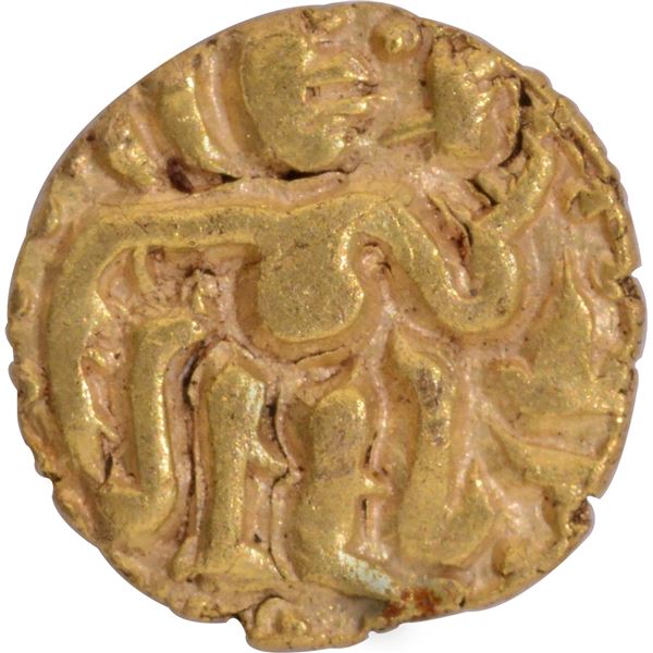 Kahavanu Raja Raja Raja Raja I Gold One Eighth Kahavanu Coin of Chola Dynasty.