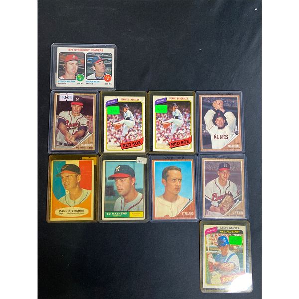 10 ASSORTED BASEBALL CARDS (O-PEE-CHEE, AND TOPPS) NAMES INCLUDE; ED MATTHEWS, PAUL RICHARDS, STEVE