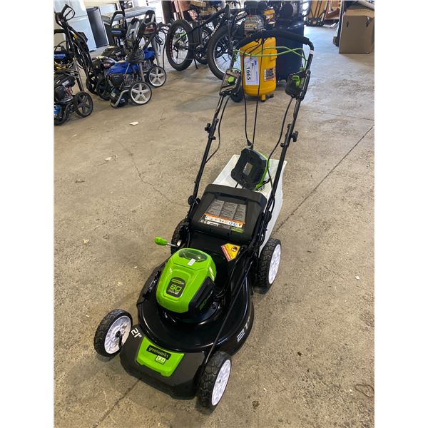 *TESTED WORKING* GREENWORKS PRO 21  80VOLT LITHIUM LAWNMOWER WITH BATTERY, AND CHARGER