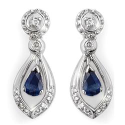 1.36 ctw Diamond Blue Sapphire Earrings