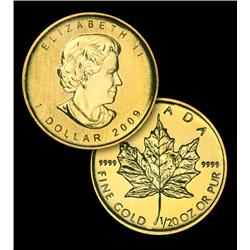 2009 Canadian Maple Leaf $1 Gold Bullion 1/20 oz.