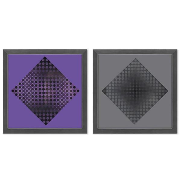 Victor Vasarely (1908-1997),  Goyo - SZ et Goyo - EZ de la série CTA - 102 (Diptych)  Framed 1971 He