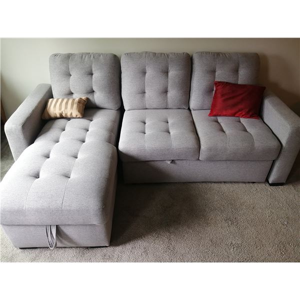 Upholstered Sectional Sofa w/ Extendable Foot Rest