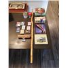 Image 1 : Historical Books, Vintage Metal Tins, Assorted Playing Cards, Walking Stick, and Wooden Kaleidoscope
